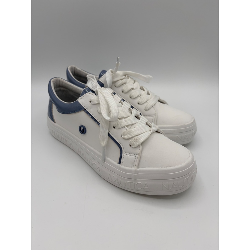 Nautica Osmanthus Womens White Blue Platform Sneakers Size 5.5 Low Top Shoes
